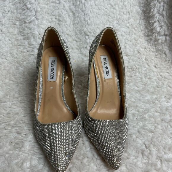 Steve Madden Alary Rhinestone slip on heels pointed toe size 7.5M - Picture 3 of 12
